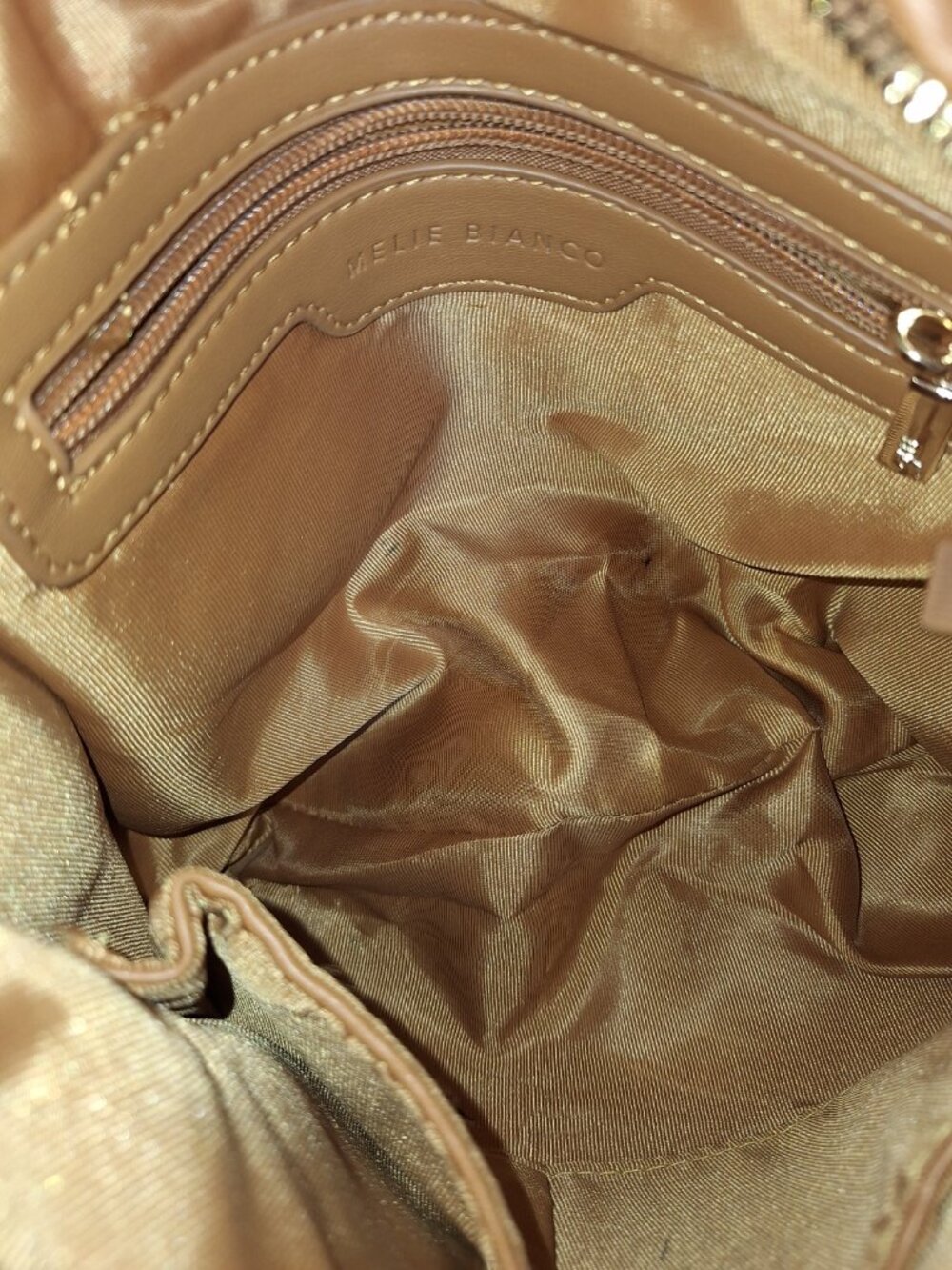 Melie Bianco Brigitte Woven Faux Leather Shoulder Bag Natural (Pen marks inside) - Picture 11 of 14